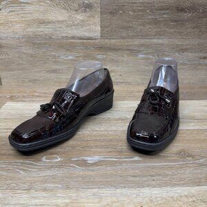Ara Rachel Embossed Brown Leather Slip On Loafer Women's Size 7